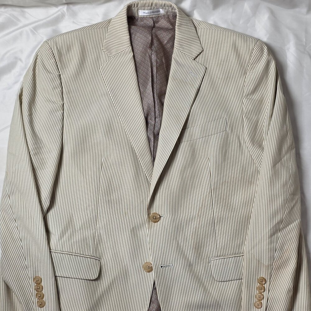 Ralph Lauren White/Tan Striped Sport Coat/Jacket 40S